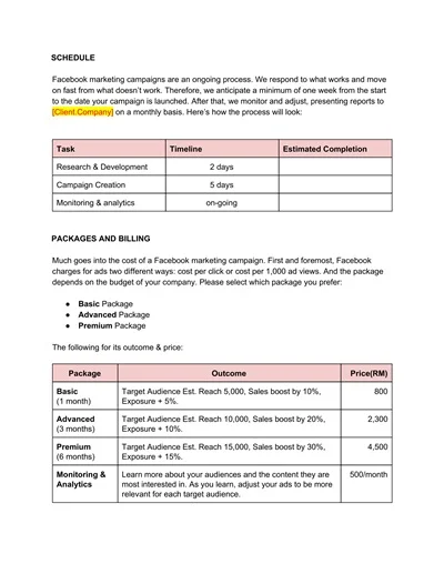 Brand Recognition Social Media Marketing Contract Proposal