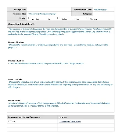 Change Request Form Template Word