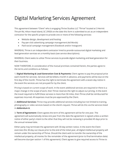 Digital Marketing Services Contract