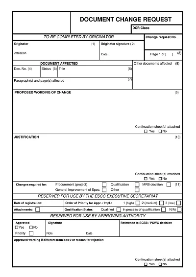 Document Change Request Form Template