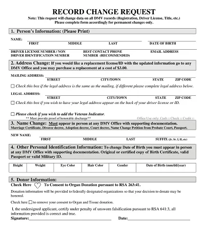 Record Change Request Form Template