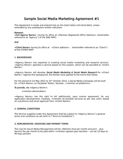 Sample Social Media Marketing Contract