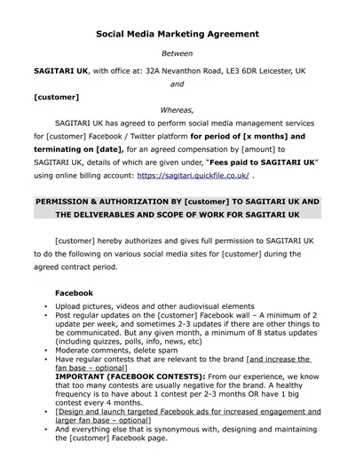 Social Media Twitter Linkedin Marketing Contract