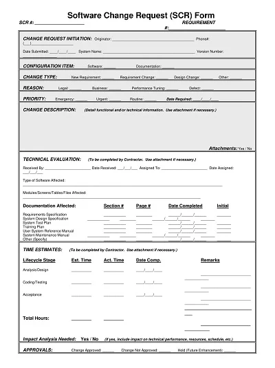 Software Change Request Form Template