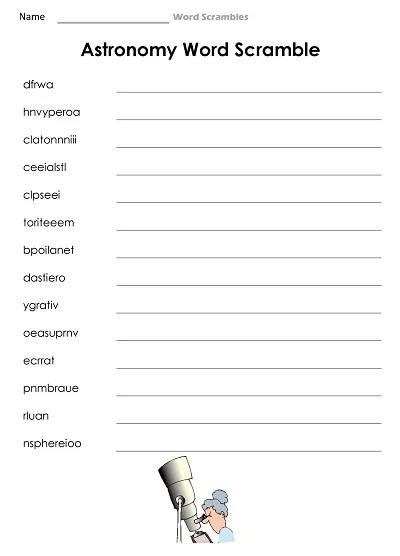 Astronomy Word Scramble