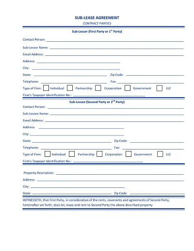 Basic Rental Sublease Agreement Template