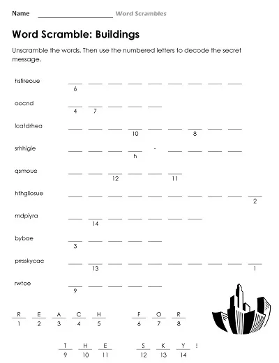 Buildings Word Scramble