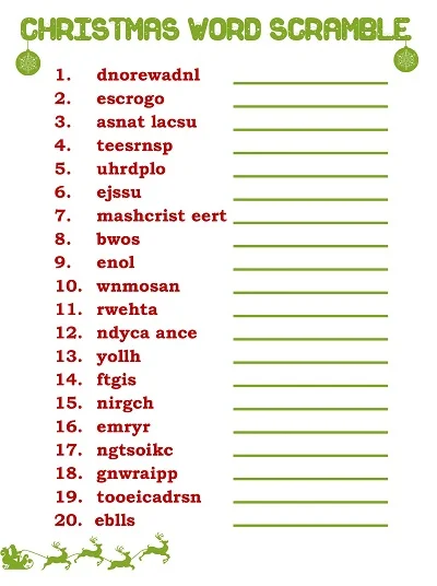 Christmas Word Scramble