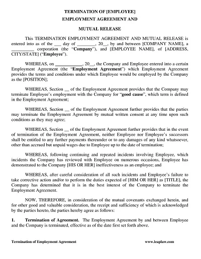 Company Employment Separation Agreement