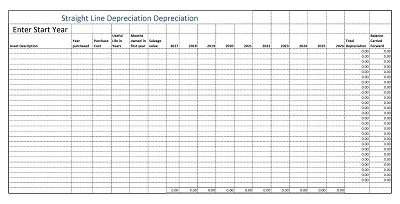 Depreciation Schedule Template for Straight Line