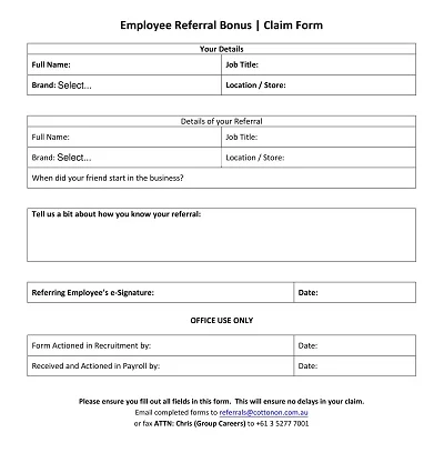 Employee Referral Claim Form