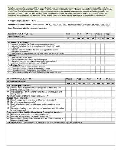 Fire Safety Inspection Checklist