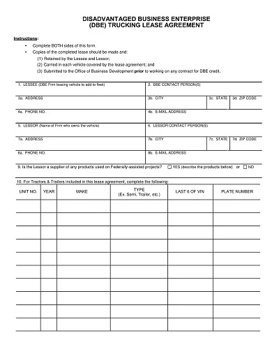 Form-based Truck Lease Agreement Template