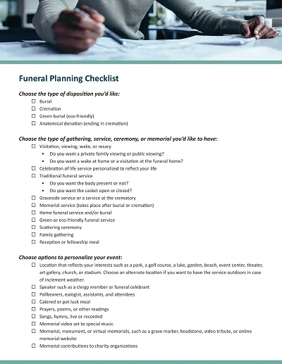 Funeral Planning Checklist PDF