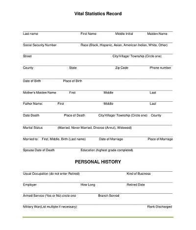 Funeral Planning Form Template