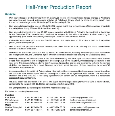 Half Year Production Report Template