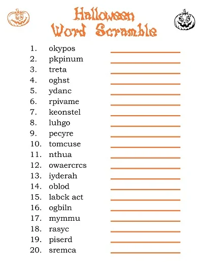 Halloween Word Scramble