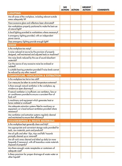 Health & Safety Inspection Checklist