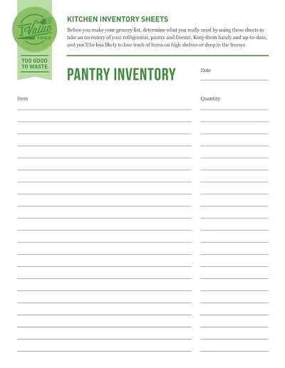 Kitchen Pantry Inventory Template