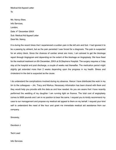 Medical Aid Appeal Letter Template