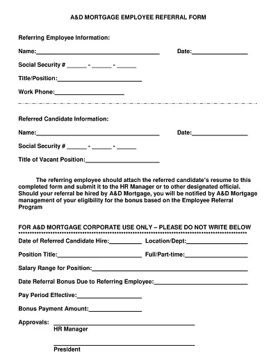 Mortgage Employee Referral Form