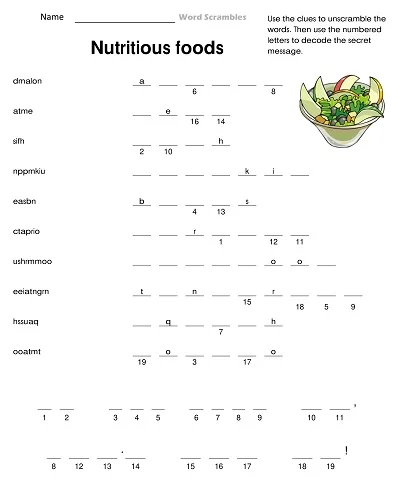 Nutritious Foods Word Scramble