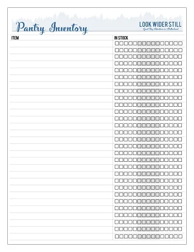 Pantry Inventory Printable Template