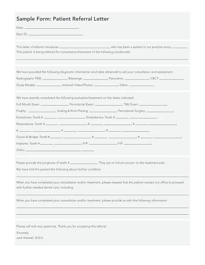 Patient Referral Letter Form