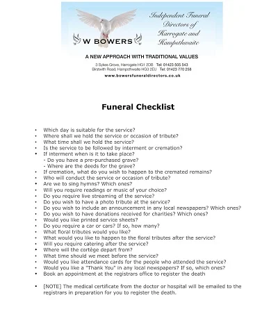 28+ Free Printable Funeral Planning Checklist Templates