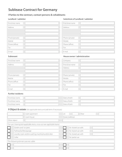 Printable Sublease Contract Template