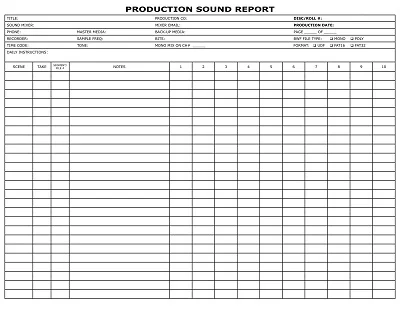 Production Sound Report Template