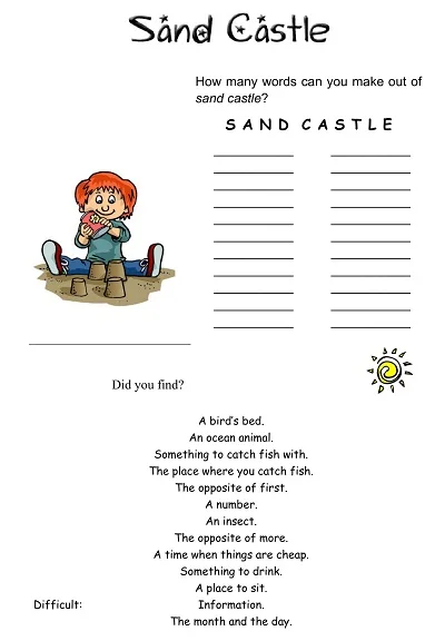 Sand Castle Word Scramble