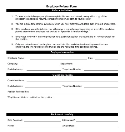 Tech Company Employee Referral Form