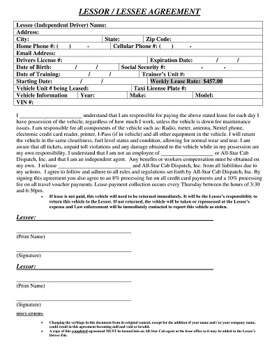 Truck Driver Lease Agreement Sample