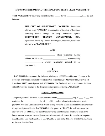 Truck Lease Agreement Template PDF