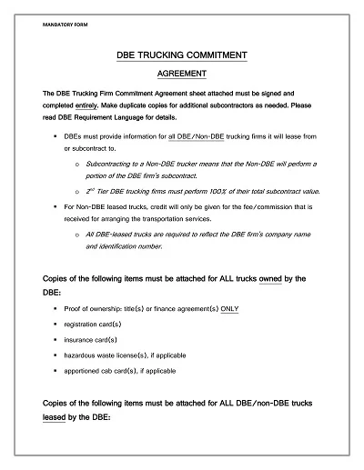 Trucking Commitment Agreement Template