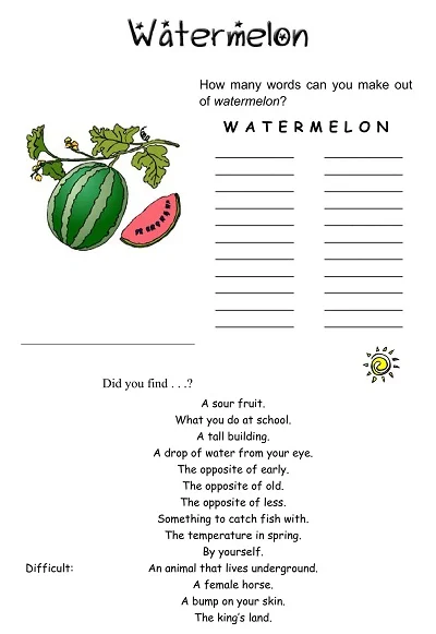 Watermelon Word Scramble