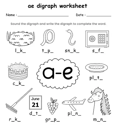 Ae Words Consonant Digraph Worksheet