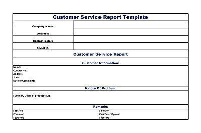 Basic Customer Service Report Template