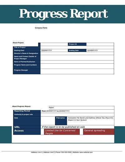 Basic Progress Report Template