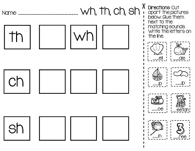 Beginning Consonant Digraph Printable