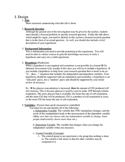 Biology Lab Experiment Report Template