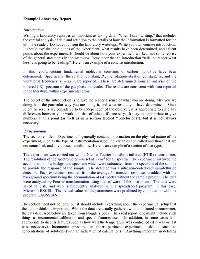 Chemistry Lab Experiment Report Template