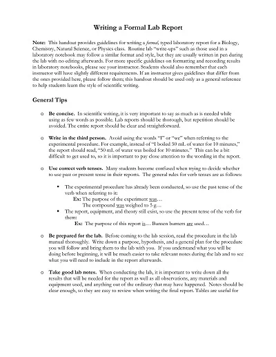 College Lab Experiment Report Template