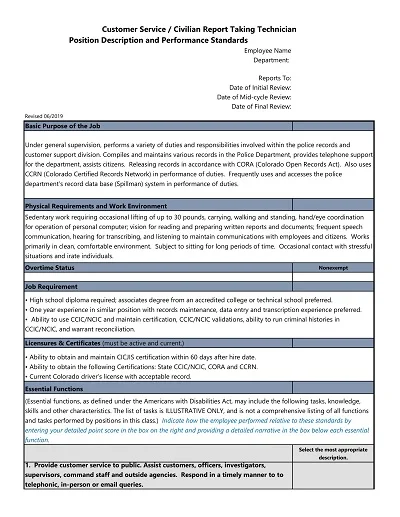 Customer Service Technician Civilian Report