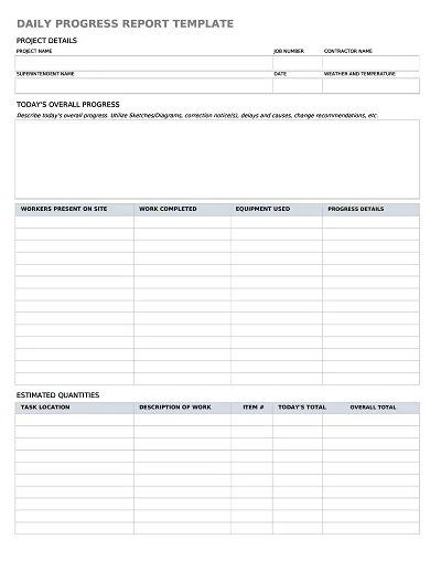 Daily Progress Report Template