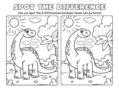 Dinosaur Spot the Difference Puzzle Worksheet