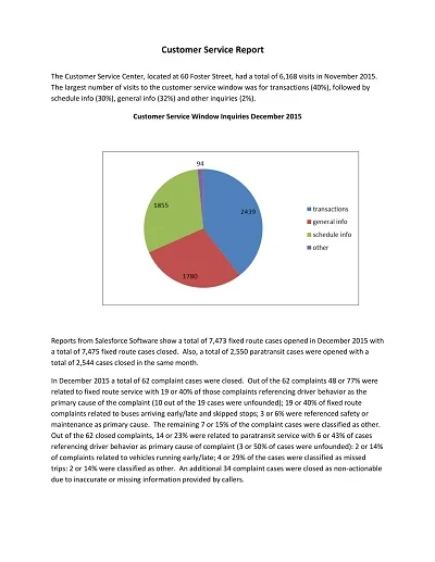 Draft Customer Service Report Template