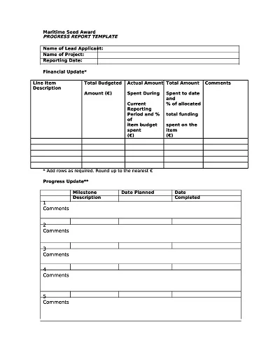 Fillable Progress Report Template