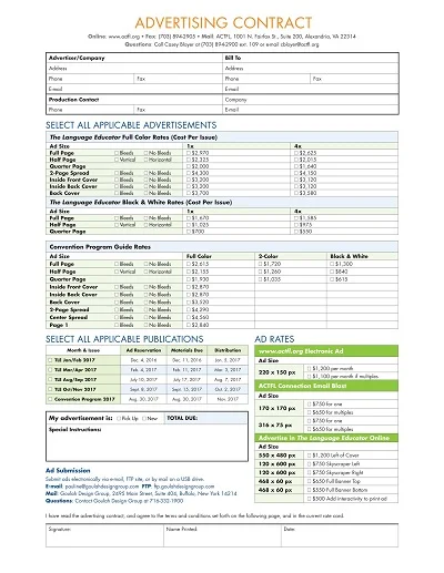 General Advertising Contract Form